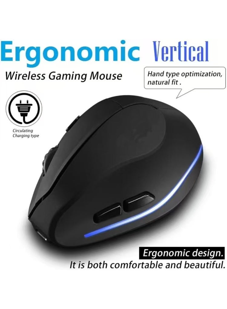 Rechargeable Ergonomic Mouse,2.4G USB Optical LED Vertical Wireless Mice with 3 Adjustable DPI 1000/1600/2400 and 6 Buttons for Laptop, PC, Computer, Desktop, Black … - Image 4